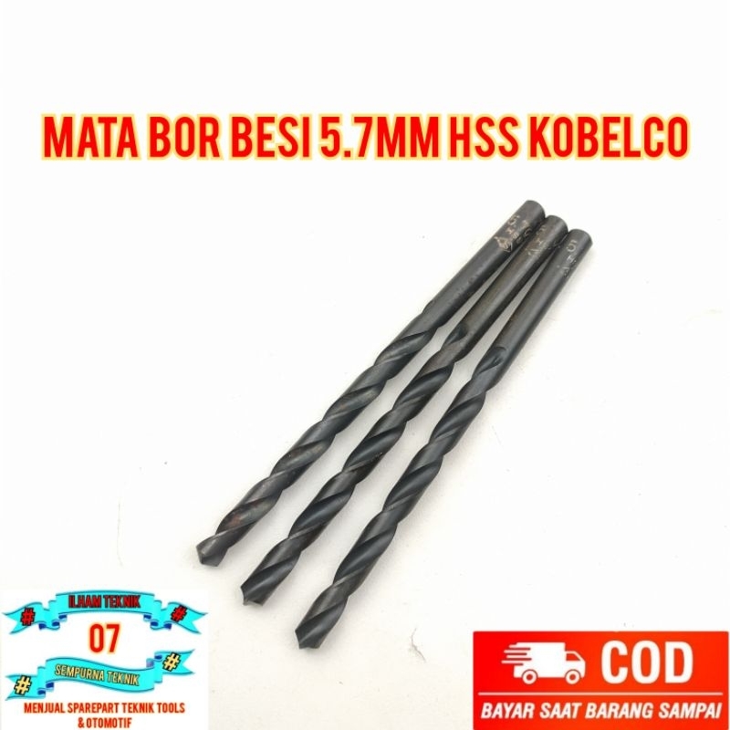 Mata Bor Besi 5.7mm HSS Kobelco Bukan Carbide Nachi
