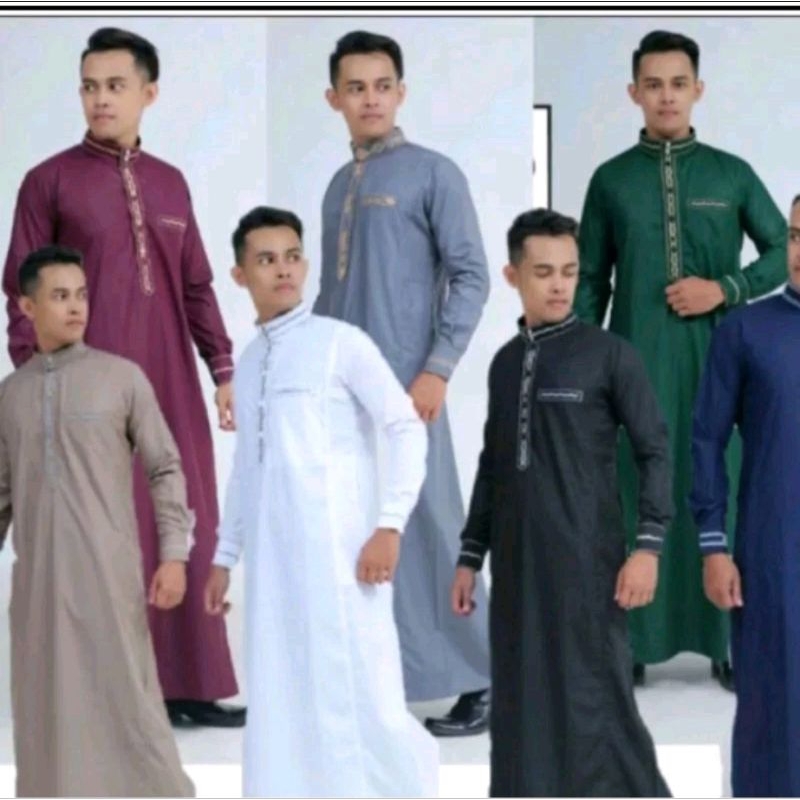 JUBAH GAMIS PRIA JUBAH BORDIR AL FAAN TANGAN KANCING