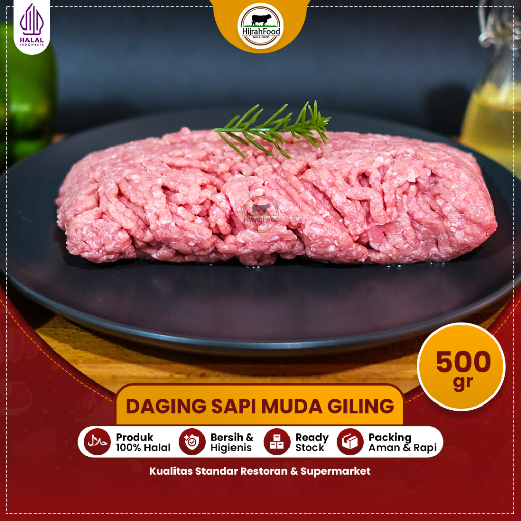 

Hijrahfood Daging Sapi Giling Muda Fresh Frozen Grass Fed Free Range Ground Veal Beef 500 Gram Segar Berkualitas Bersih Higienis