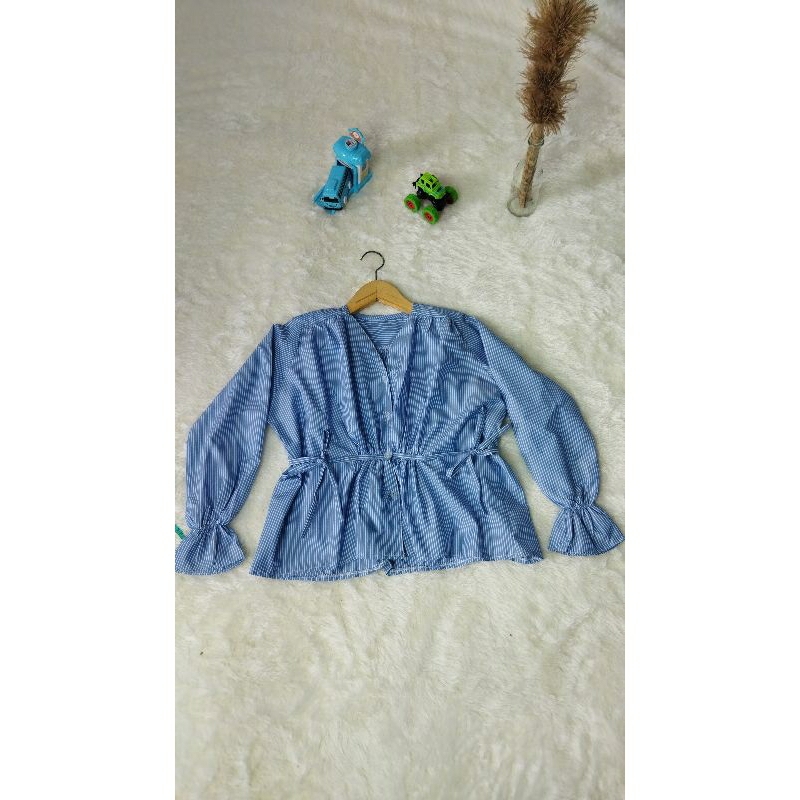 ATASAN WANITA BLUES WANITA MOTIF SALUR