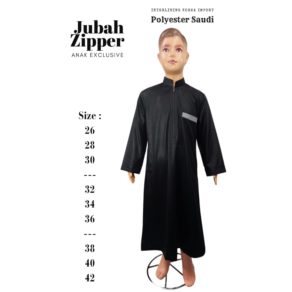 Jubah Anak Resleting, Gamis Anak Resleting Kombinasi Pundak, Jubah Hamada Fashion.