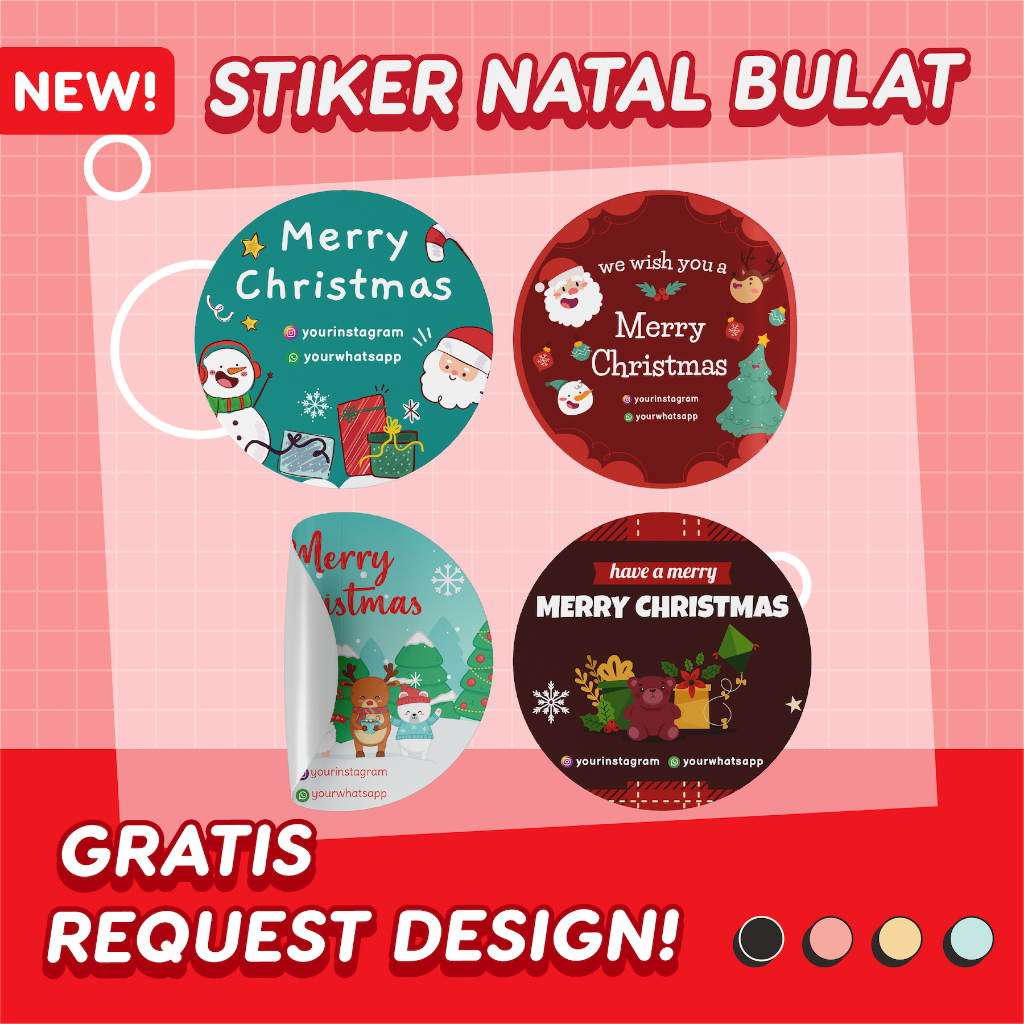 Stiker Natal Label Makanan Custom Vinyl Anti Air Toples Kue Kering Logo OlShop Free Design