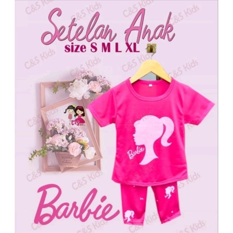 Setelan Barbie Setelan Anak Perempuan Kaos Barbie Baju Anak Perempuan 1-5 Tahun