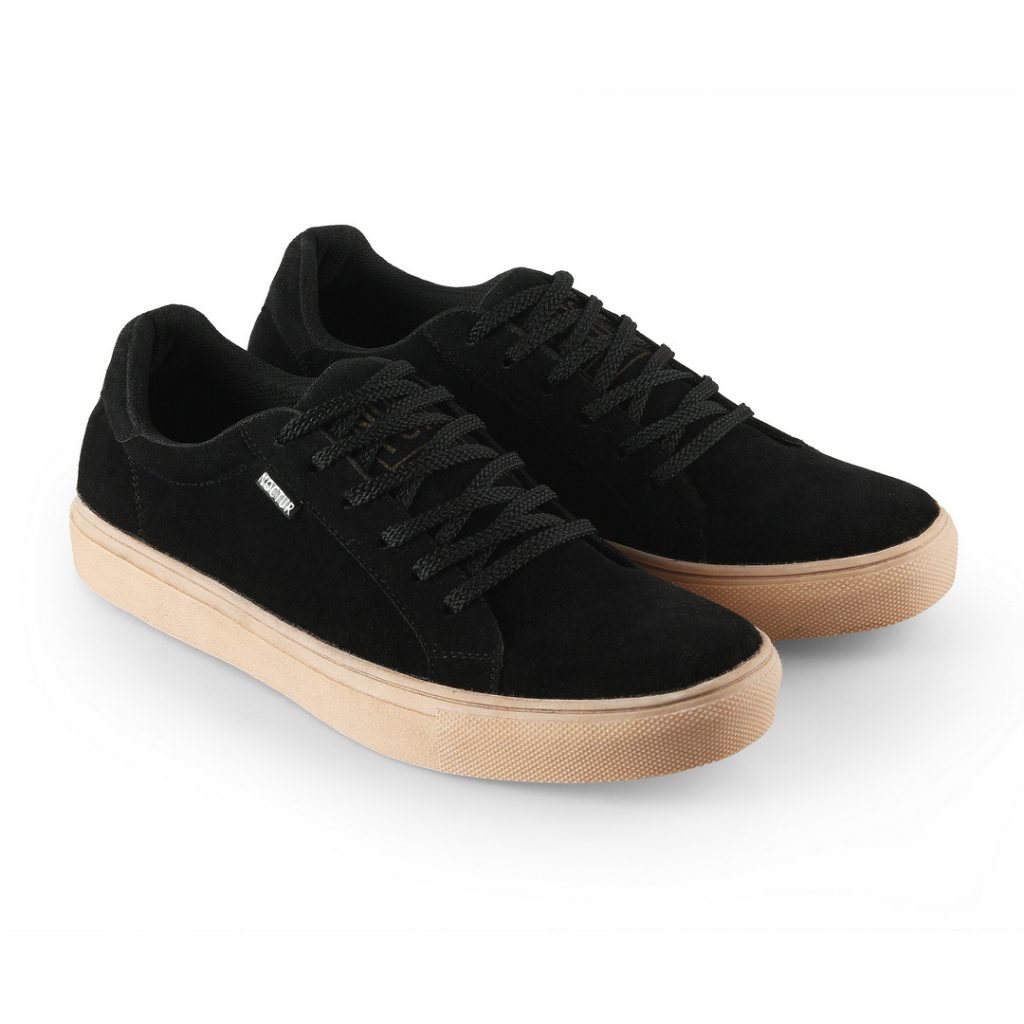 NOCTUR - Sneakers Pria Hitam Bahan Kulit Suede N-503