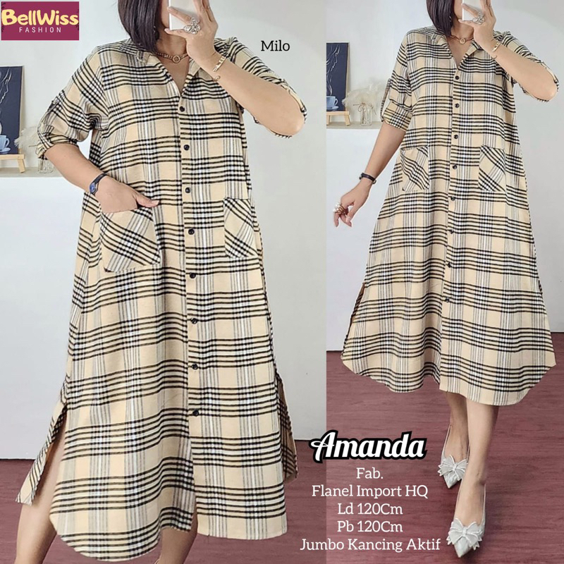 AMANDA TUNIK FLANEL IMPORT SUPER JUMBO LD 120 ORIGINAL BY BELWIS