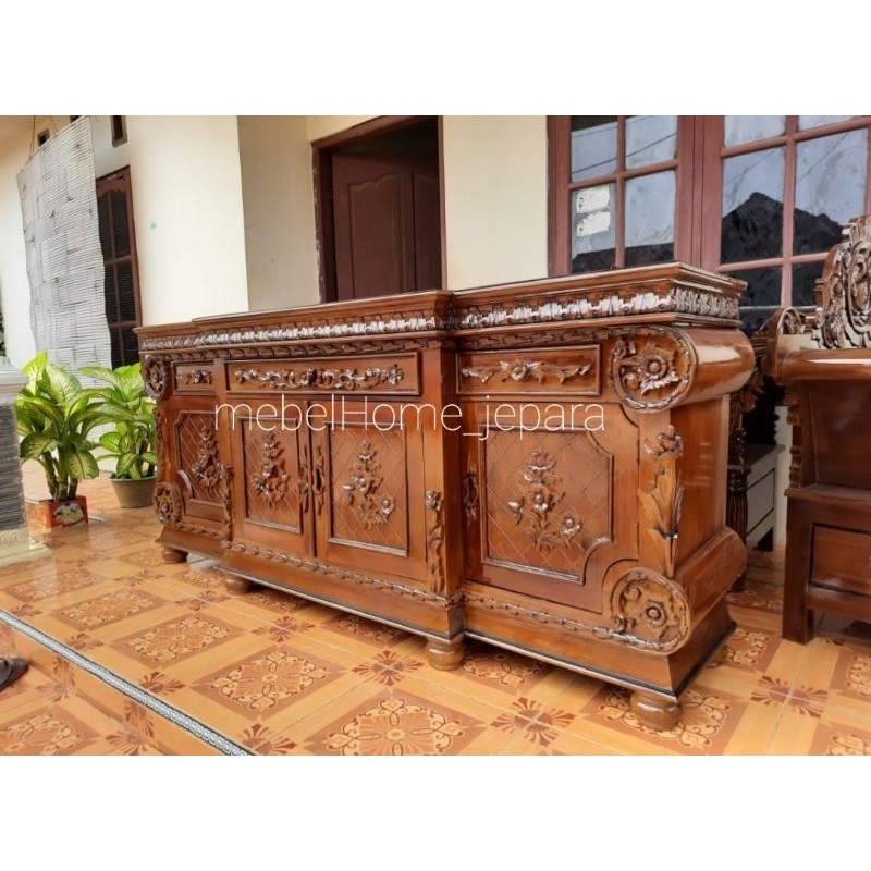 bufet tv jati ukir jepara/buffet tv jati/bufet ukir jati 2m/meja tv