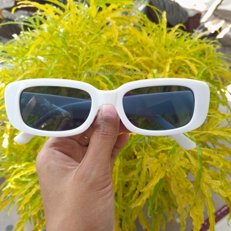 Kacamata Fashion KOREA Pria Wanita Frame Ring Tebal- PUTIH HITAM OVAL |SUNGLASSES WHITE BLACK OVALE