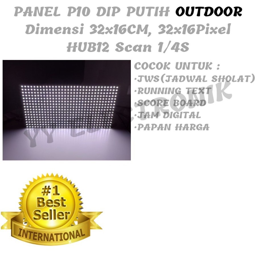 Panel Module Modul LED P10 Running Text DIP Putih White Outdoor
