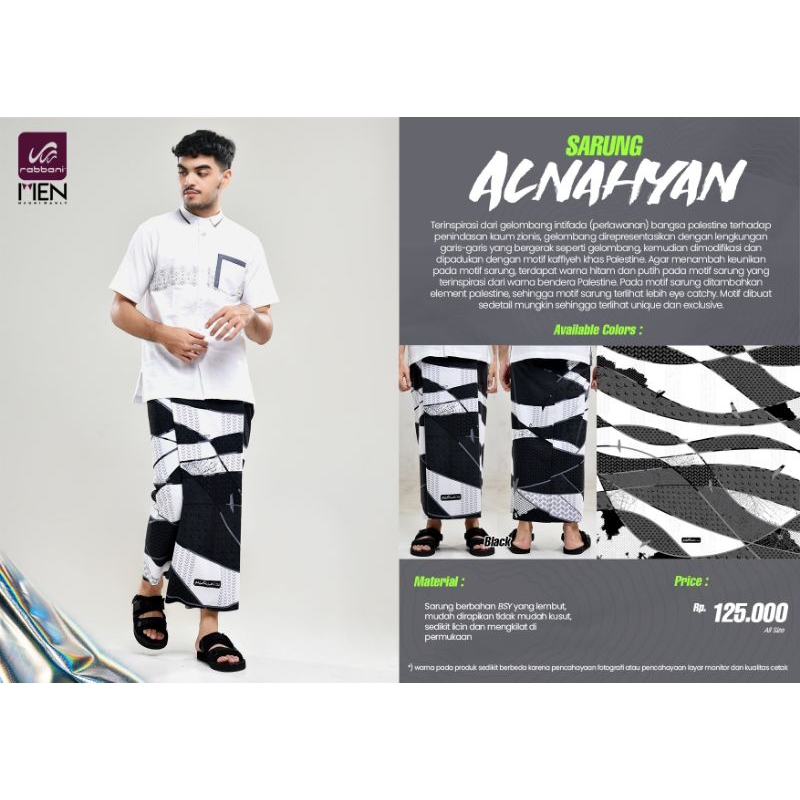 sarung alnahyan rabbani - TERBARU Sarung Rabbani Palestina Motif Warna Hitam atau Putih agak Polos K