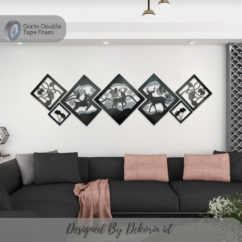 Promo Terbaru Hiasan Dinding Ruang Tamu Aesthetic Set Pajangan Kamar Mewah Wall Decor Kayu Motif