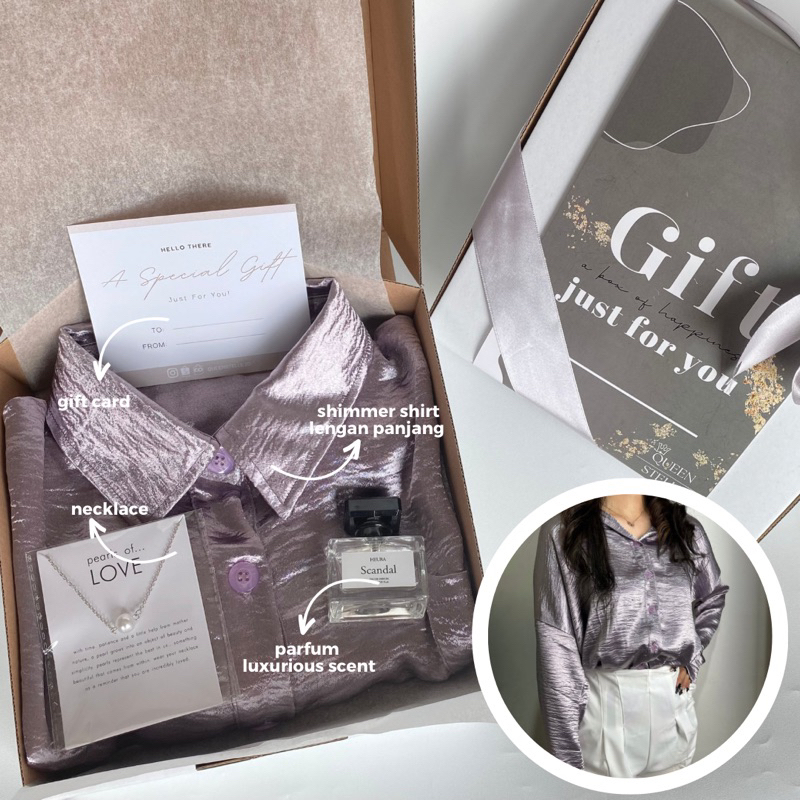 

Hampers Baju Cewek Kado Ulang Tahun Cewe Ultah Kemeja Shimmer Lengan Panjang Wanita Cewek