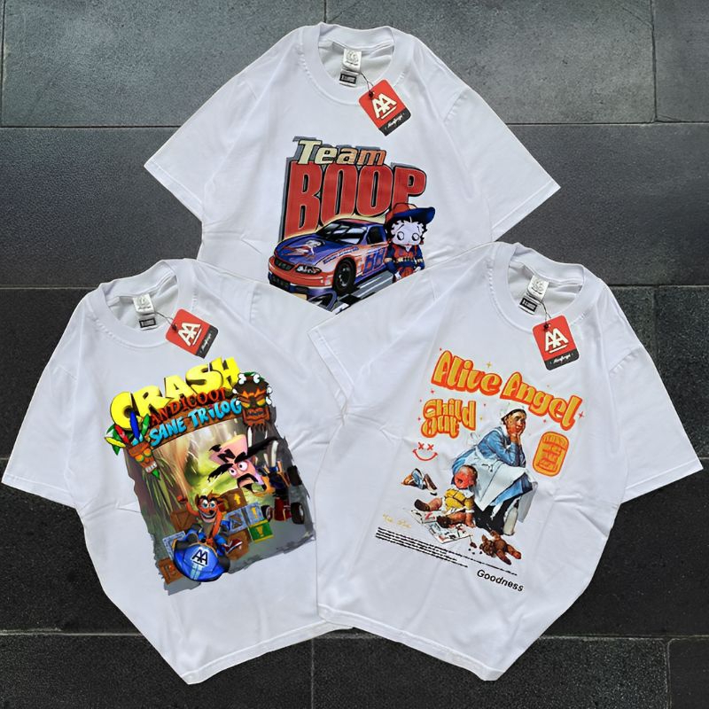 VINTAGE / BAJU CLOTHING DISTRO ORIGINAL / RETRO / KAOS BAJU PRIA / STREETWEAR / T-SHIRT PUTIH / KAOS