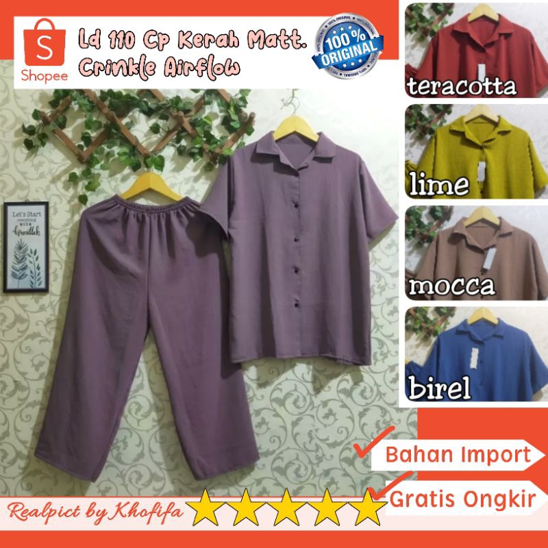 Ld 110 setcel lengan pendek crinkle airflow/ One set Karla lengan Pendek  / Setcel Busui / One set w