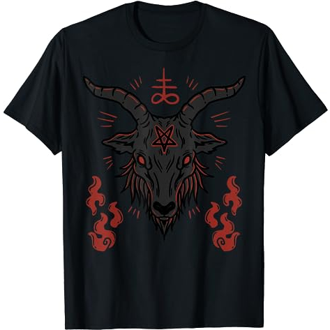 Kaos Baphomet Occult Lucifer Sigil Goat Satanic T-Shirt - Baju Pria - Baju Wanita - Kaos Pria - Kaos