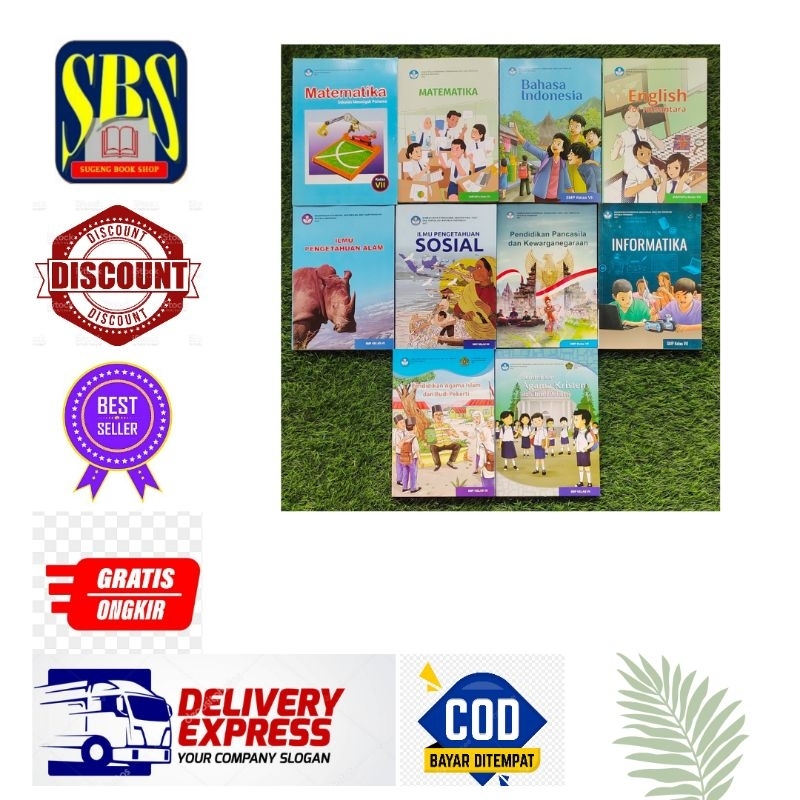 BUKU PAKET KURIKULUM MERDEKA KELAS 7 SMP/MTS  MTK, B INDO,B INGGRIS, IPA,IPS, PKN, PAI,PAK,INFORMATI