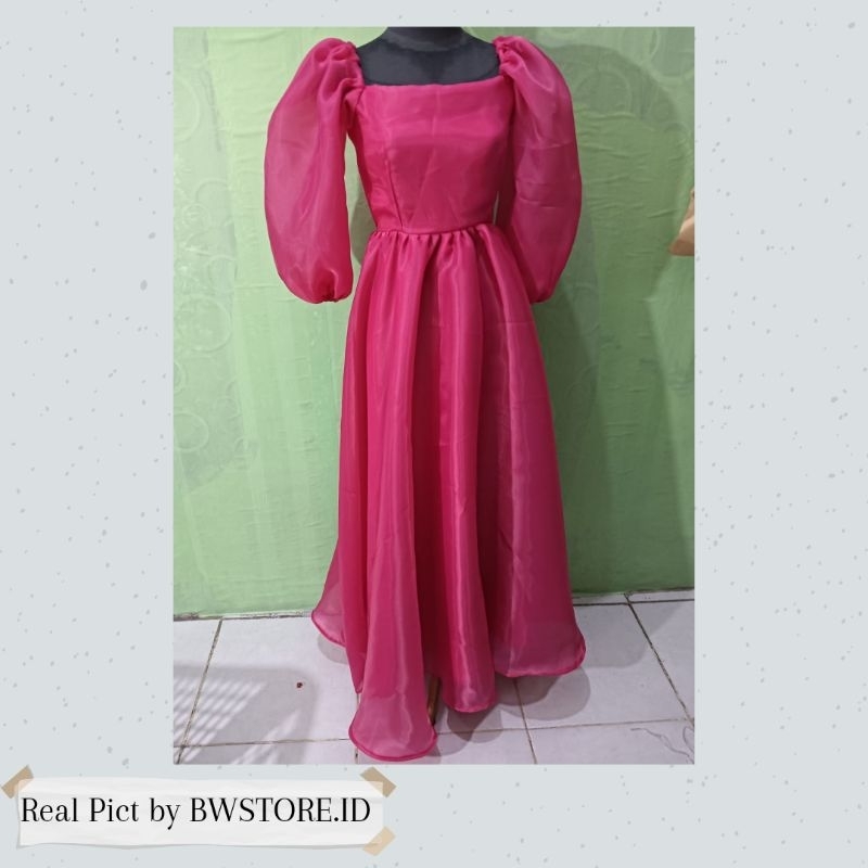 (BISA CUSTOM WARNA)Dress Pesta Dewasa Perempuan Panjang Organza / Baju Pesta Cewek Dewasa Organza