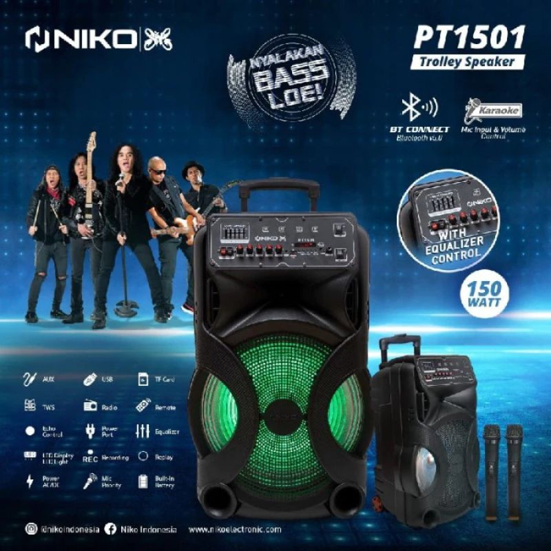 speaker Niko pt1501 speaker bluetooth 15 inc