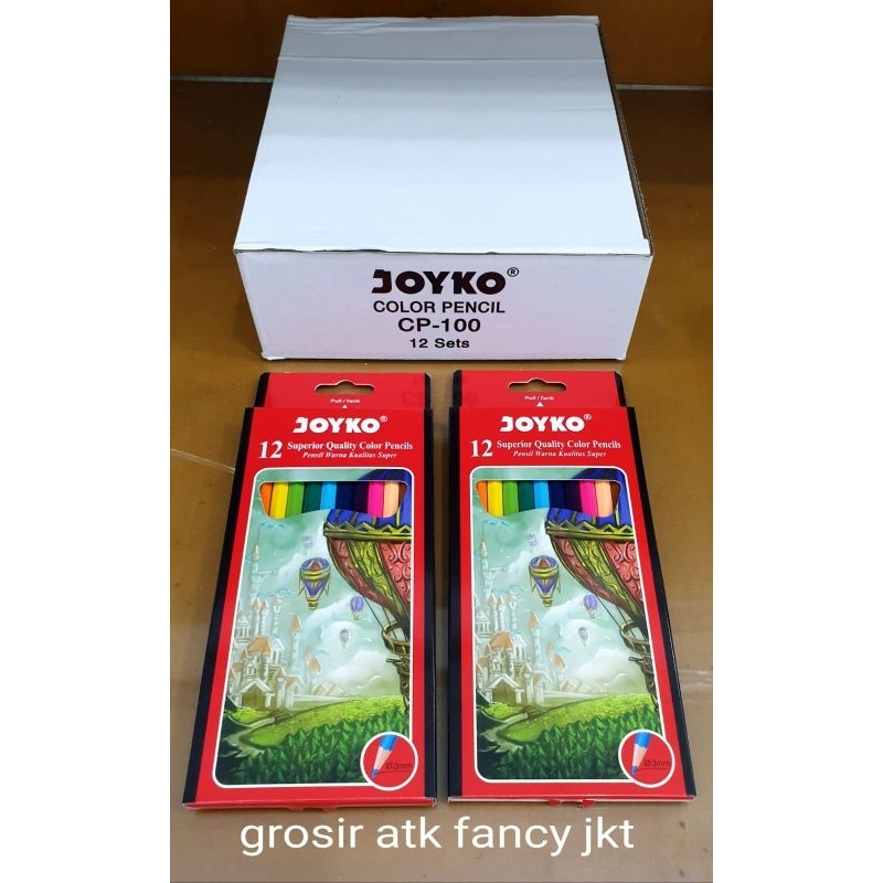 

( 12 Set ) CP 100 Pensil 12 Warna Joyko CP-100 Panjang ( dus merah ) Superior Quality Color Hexagonal CP100
