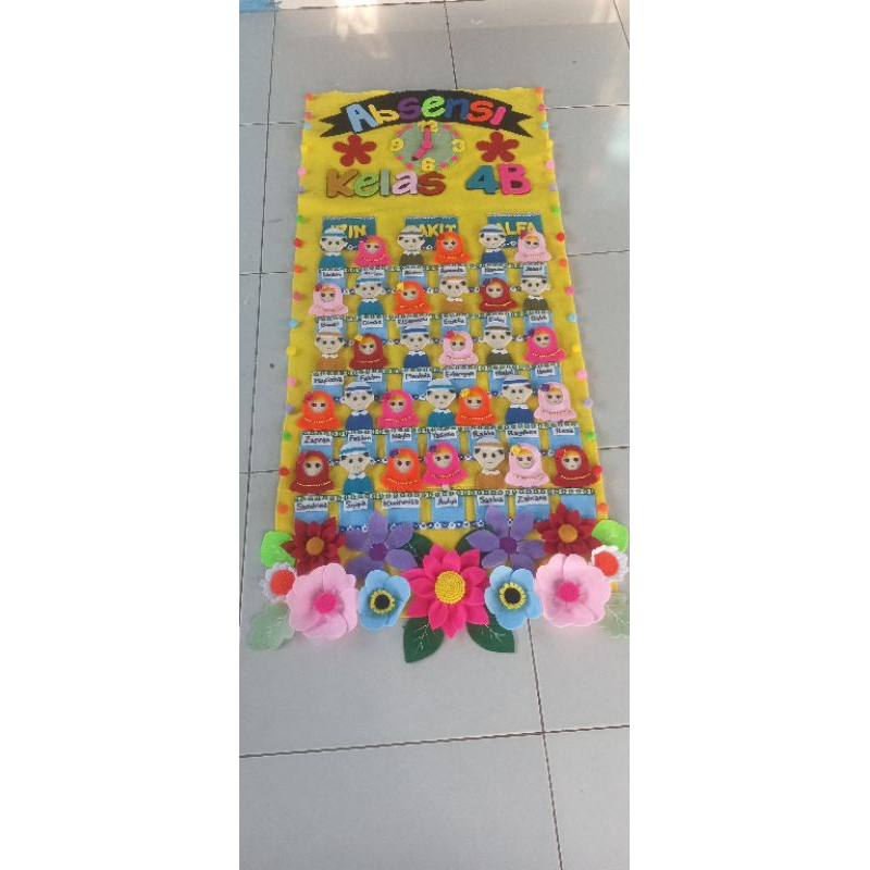 

Kerajianan kain fanel flanel Absensi siswa unik dan cantik untuk maksimal 35 anak