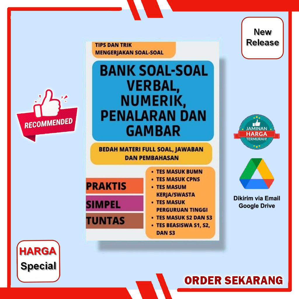 TERMURAH!! [Indonesia] Bank Soal Verbal, Numerik, Penalaran dan Gambar