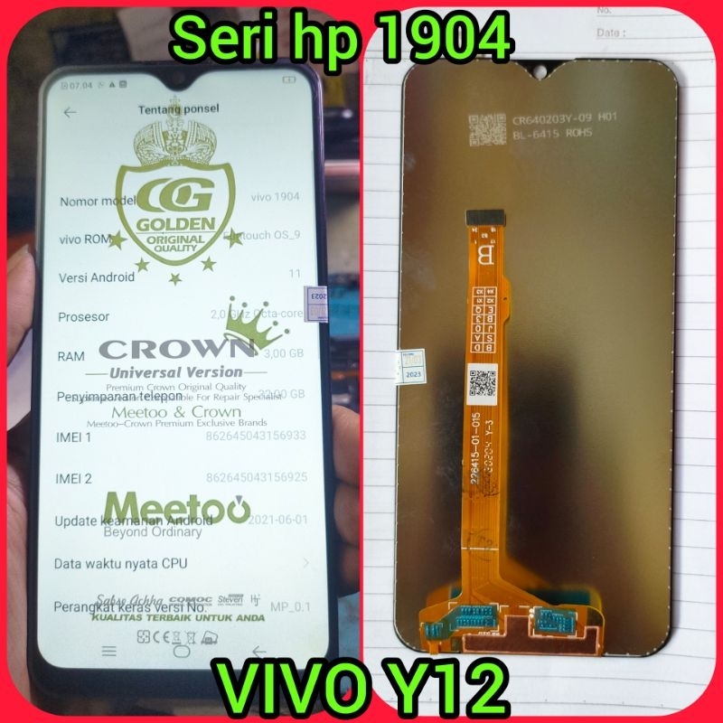 lcd touchsreen ts fulset vivo Y12 seri hp 1904