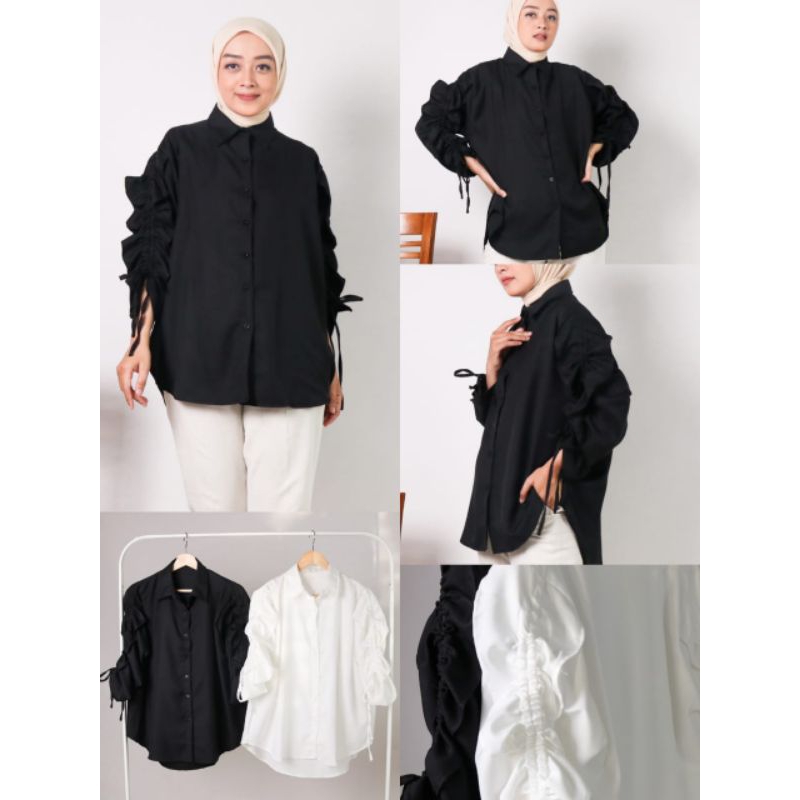Atasan wanita polos/Blouse tangan kerut/kemeja tangan kerut wanita
