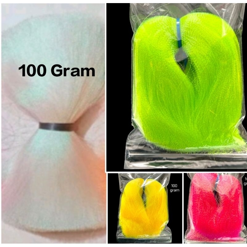 100 gram dan 10 gram bulu mutiara kilat umpan pancing assist hook bulu kotrek bulu umpan rintak umpa