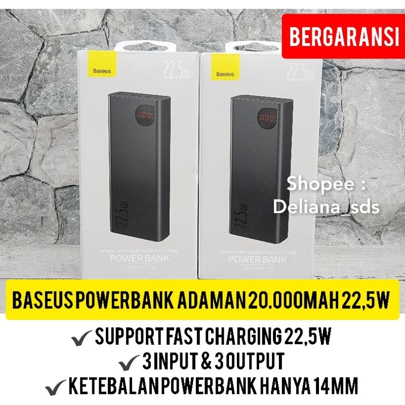 Powerbank Baseus Adaman 20.000mAh Fast Charging 22,5W Garansi Resmi 1 Tahun Powerbank Baseus Fast Ch