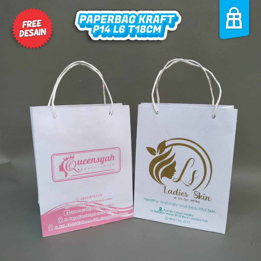 

Custom Paperbag Kraft Putih Sablon Desain Custom Murah Free Desain