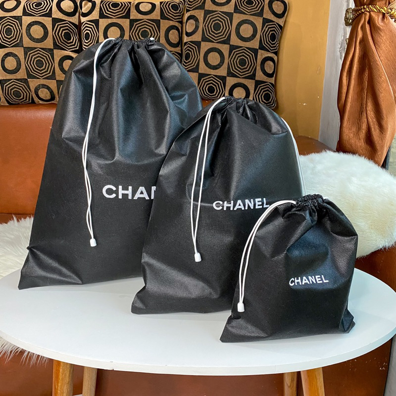 Dustbag Chanel Hitam Beragam Ukuran Pelindung Tas Anti Debu
