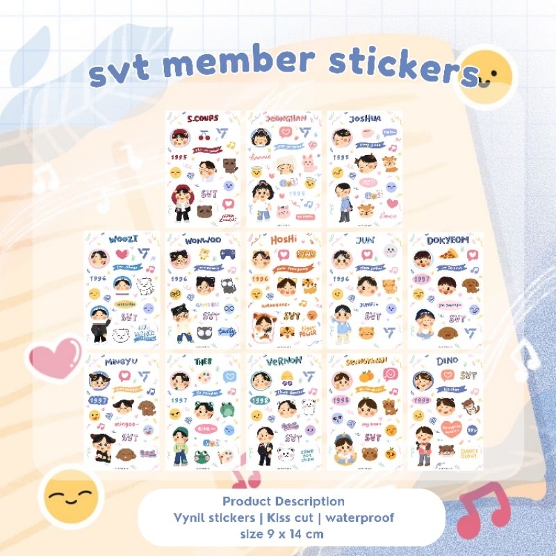 

Adorable SEVENTEEN members sticker sheet