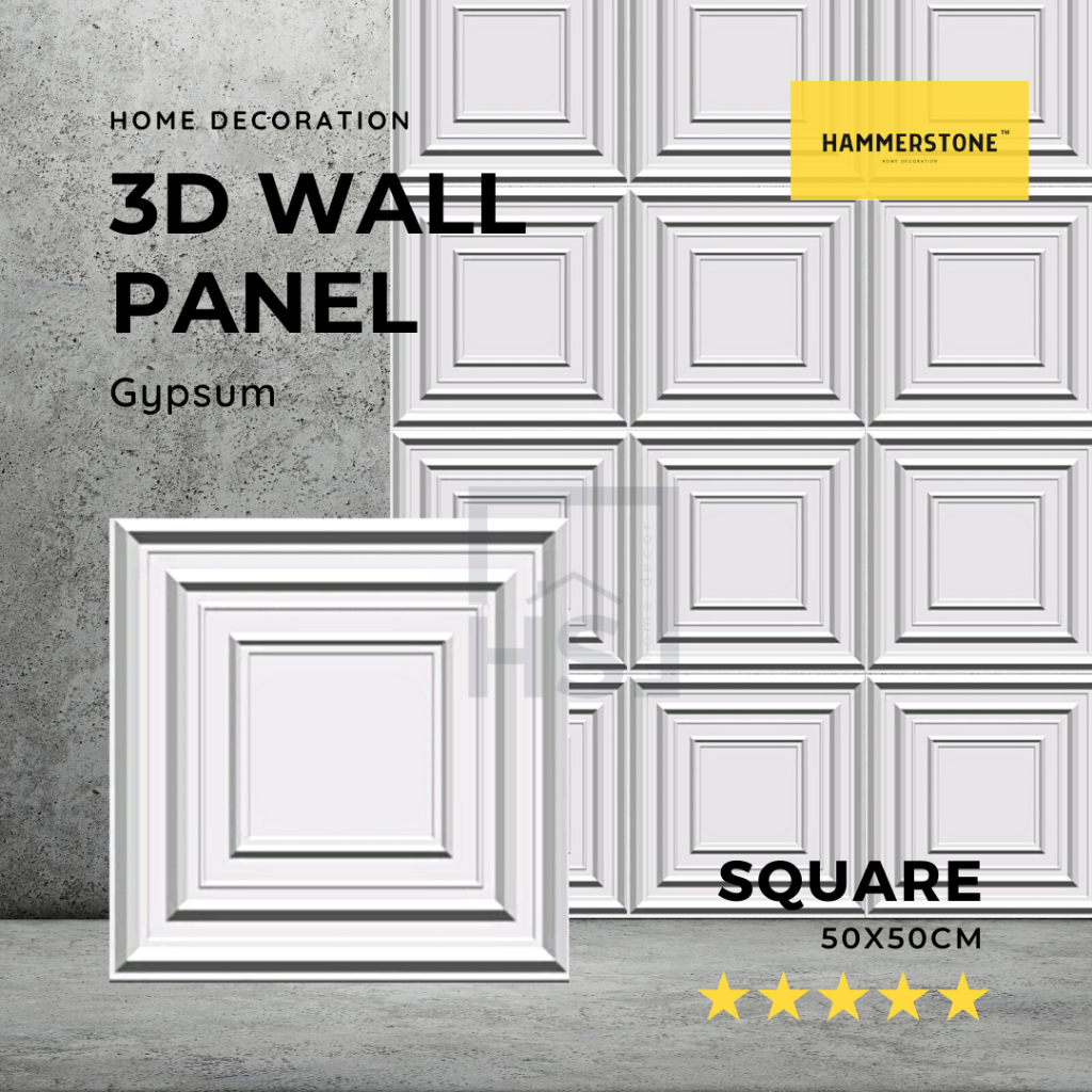 3D Wallpanel Gypsum Semen Victorian Square 50x50cm/Wall Decoration/Dekorasi Dinding/Interior/Eksterior/Ornamen Dinding/Ornamen Beton/Ornamen Gypsum/Wall Panel 3D Dinding/Hammerstone