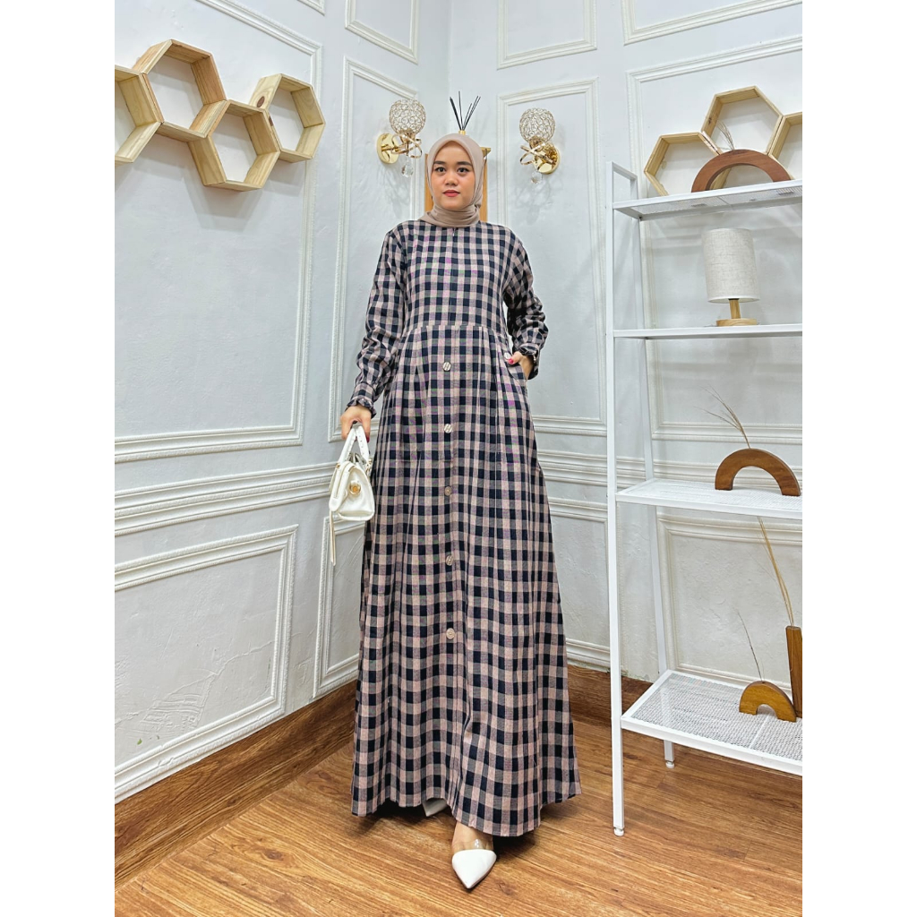Realpict - Gamis Slim Catoon Flanel Import ~ Baju Gamis Syar'i Wanita Dewasa~ COD ~ Best Quality