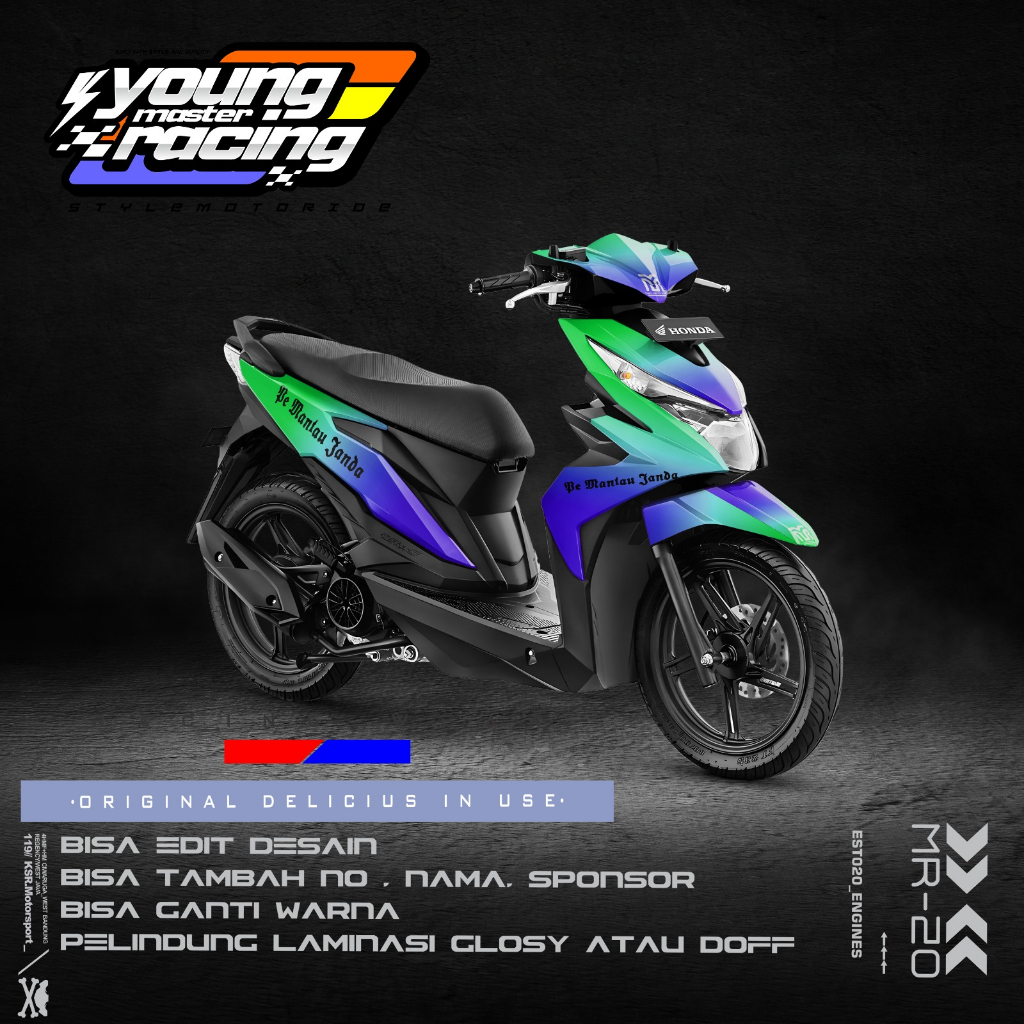Decal Stiker Beat street Fullbody Beat Esp Street Fi Tahun 2016 2017 2018 2019 Desain Simpel Racing 