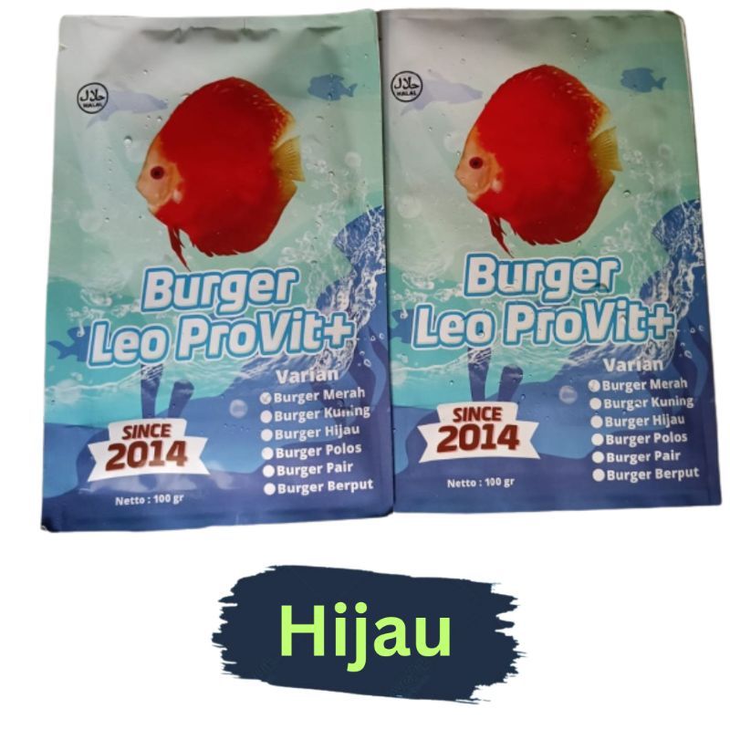 Makann ikan burger leo discus louhan cupang HIJAU