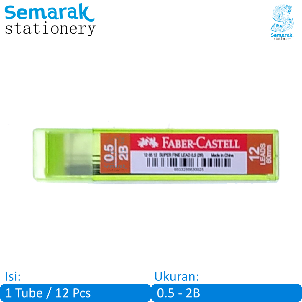

Faber Castell Super Fine Lead Isi Pensil Mekanik 2B 0.5 - Hijau [1 Tube / 12 Pcs]