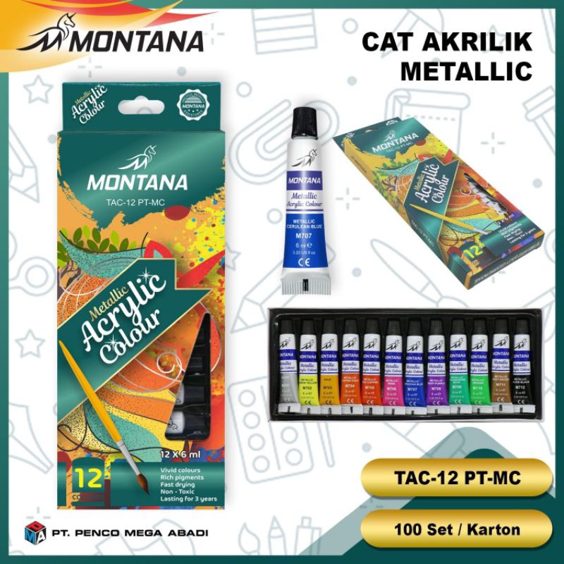 

cat acrylic metallic Montana 12 warna