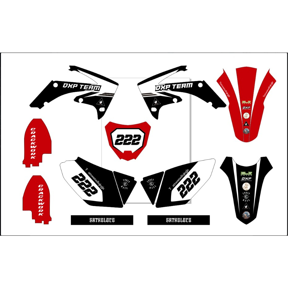 decal crf 250 full body keren merah putih hitam keren