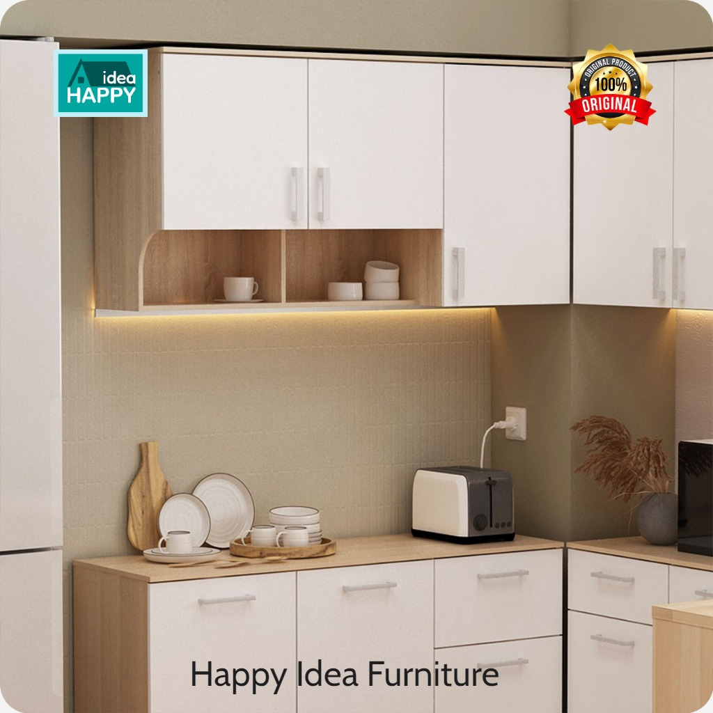 𝗛𝗮𝗽𝗽𝘆 𝗜𝗱𝗲𝗮 - [ INSTANT ] Rak Dapur Gantung 3 Pintu Kitchen Set Cantik Minimalis Murah Alba BAZ KC WU
