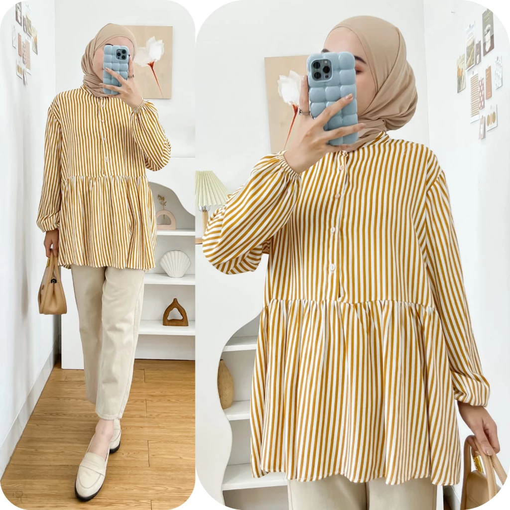 KEMEJA KEYLA BLOUSE SALUR REMPEL TERBARU VIRAL ATASAN WANITA KATUN SALUR BISA COD BUSUI FRENDLY