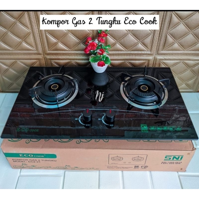 KOMPOR KACA TANAM ECO COOK 2 TUNGKU + Paking Kayu