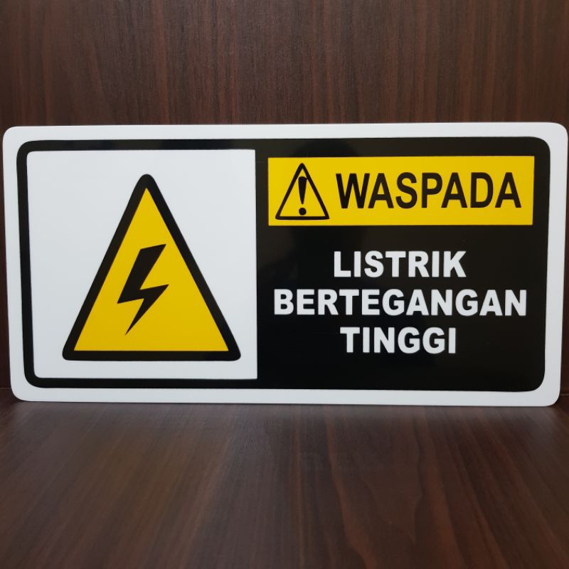 

Akrilik papan label peringatan WASPADA LISTRIK BERTEGANGAN TINGGI
