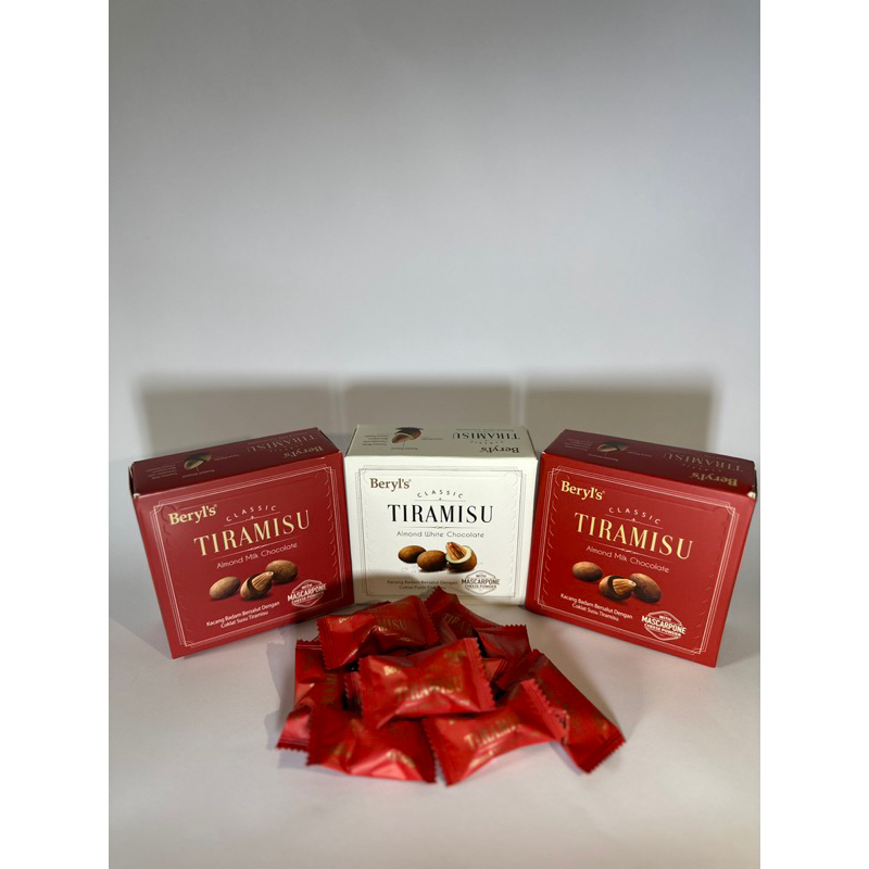 

beryls classic tiramisu 65g almond milk chocolate, white chocolate, green tea