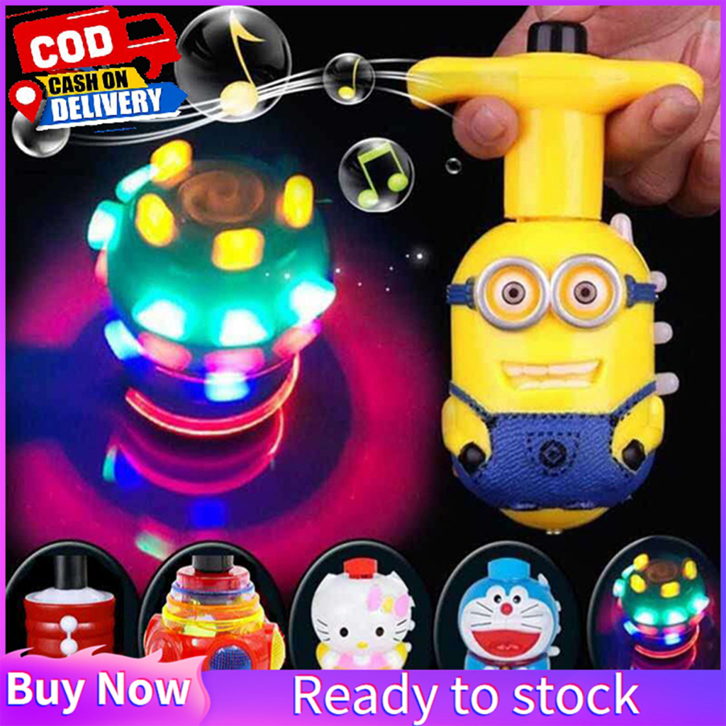 mainan viral 2023 Gasing Karakter Lampu LED Musik Mainan Gangsing Flashing Top Karakter