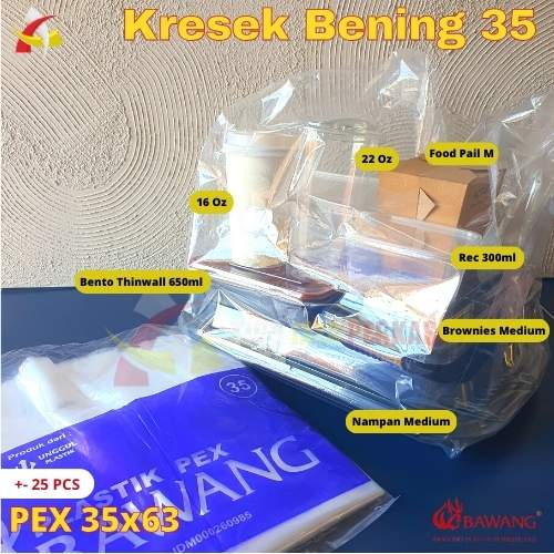 Kantong Kresek Bening PE PEX 35 / Kantong Plastik Bening Bawang 35x63