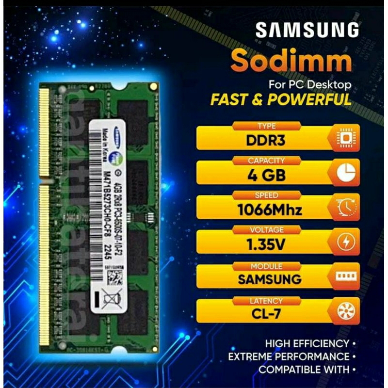 Ram Laptop DDR3 4GB 8500 PC3-8500 1066 MHZ NEW
