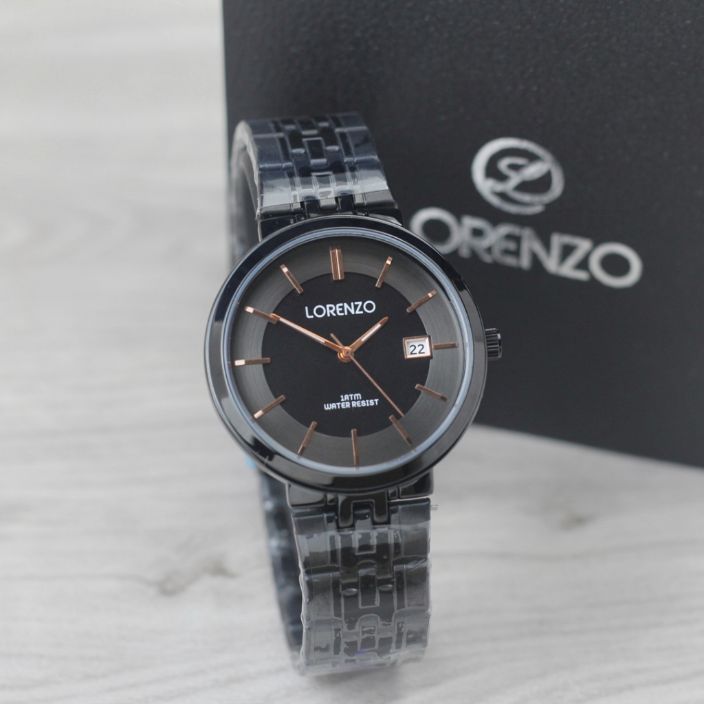 Jam tangan Pria Lorenzo 1071M tali rantai analog tanggal aktif original