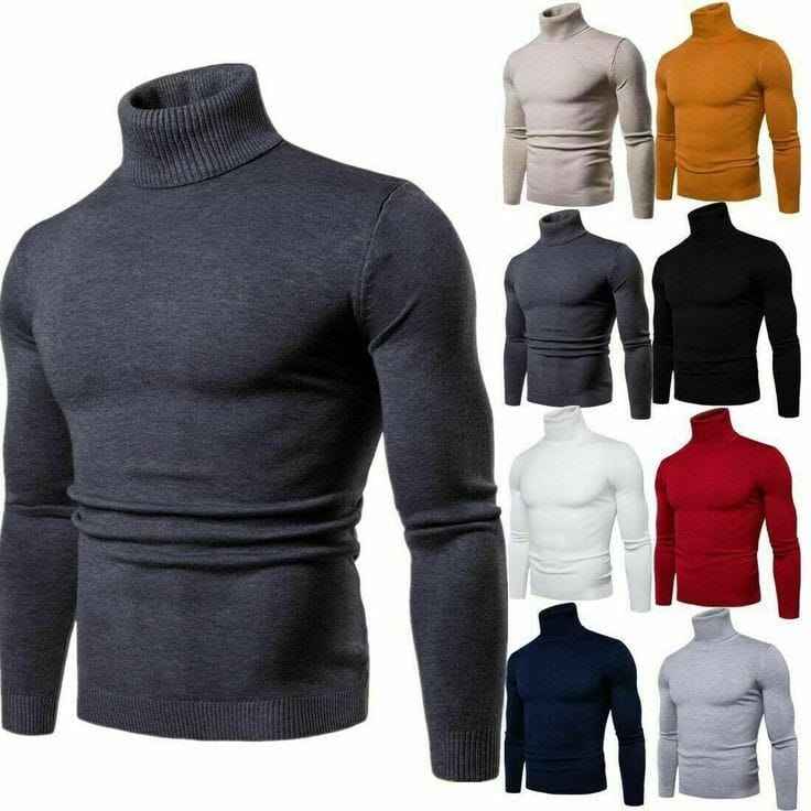 Turtleneck Pria Wanita/Baju Pria Kerah Tinggi/Kaos Turtleneck Pria Lengan panjang