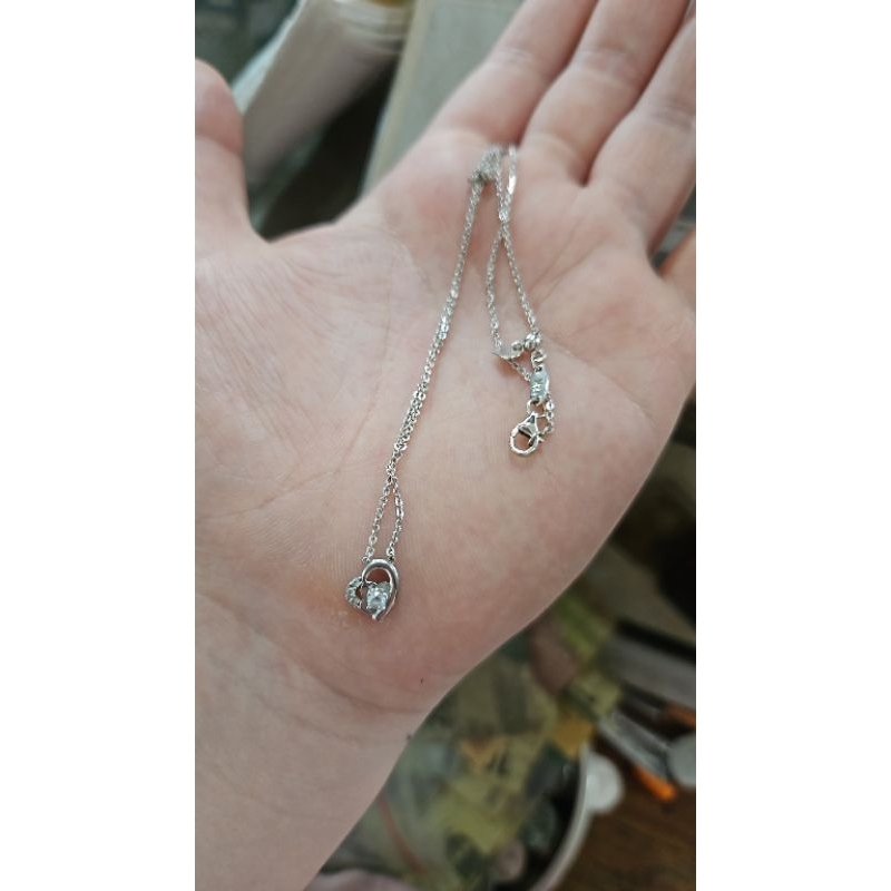 Kalung serut gembok love hati clover bunga kupu emas asli 375 murah mata putih korea