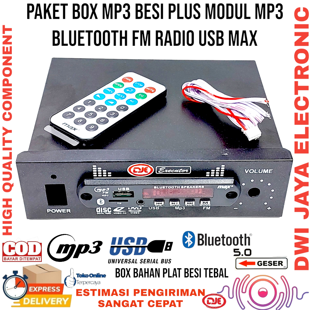 Terangshop17 Paket Box Mp3 Besi Plus Modul Mp3 Bluetooth Fm Radio Usb Max
